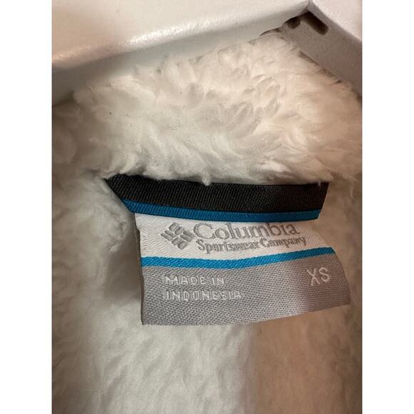 Columbia Size XS White and Gray Fleece Zip Up High Neck Jacket Outdoor Winter - Picture 6 of 12